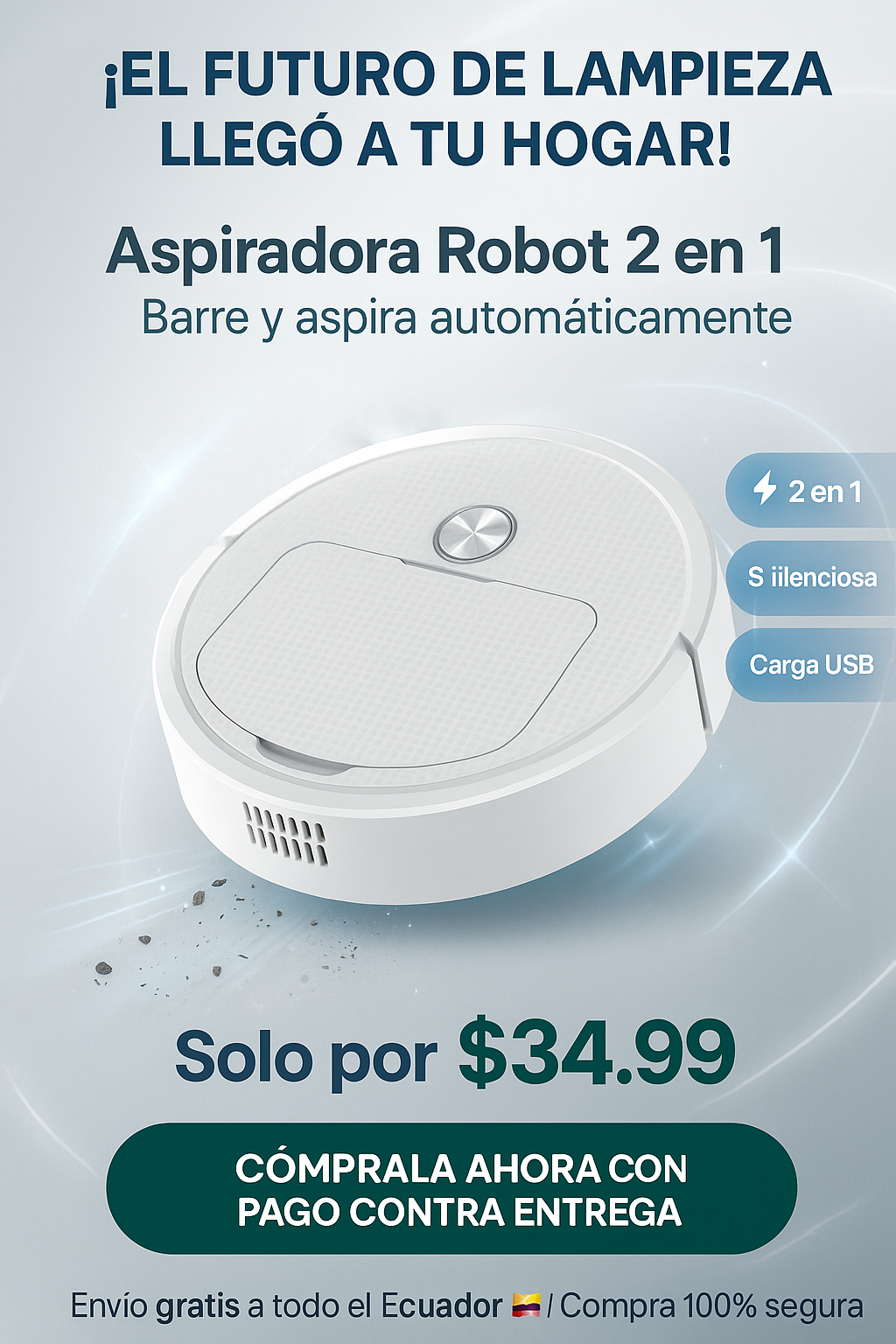 Aspiradora Robot 2 en 1 – Limpieza Inteligente sin Esfuerzo